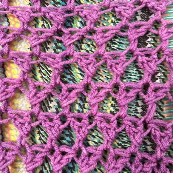 Scandinavian Violet Purple Euro Wrap Open Knit Slouchy Pocket Artisan Corner NEW - Picture 7 of 16